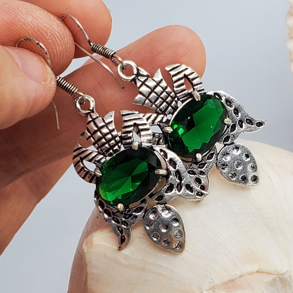 Diopside Stones Silver 925 Earrings - Picture 5 of 5